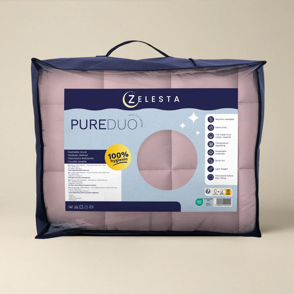 Zelesta Pure Duo Cotton Summer Duvet - Soft Lilac & Soft Pink
