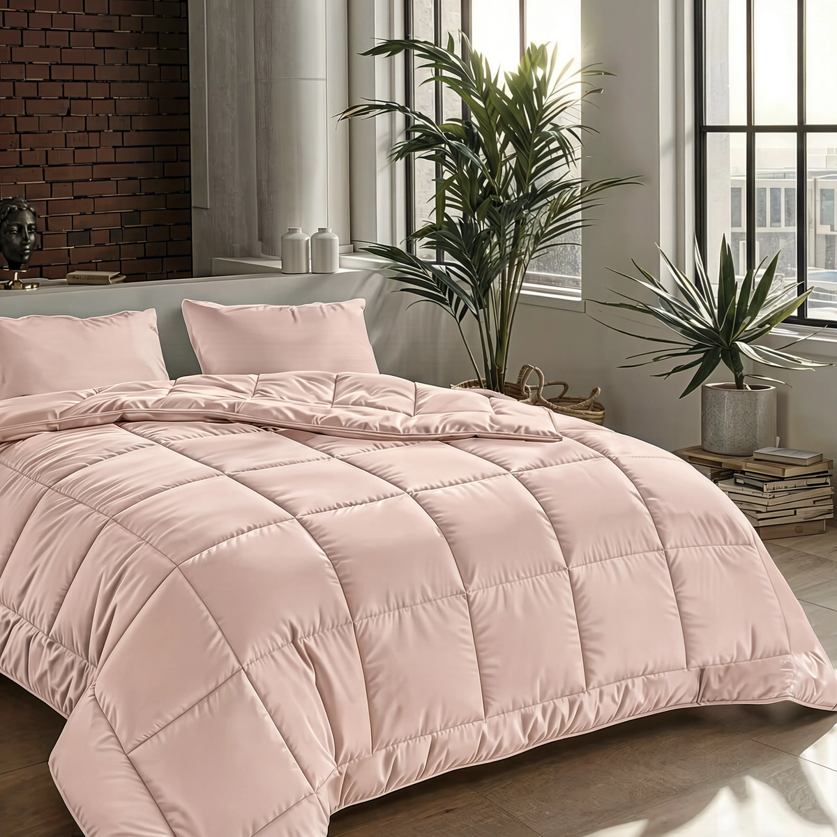Couette Zelesta Pure Uni 4 Saisons Sans Coutures en Coton – Rose