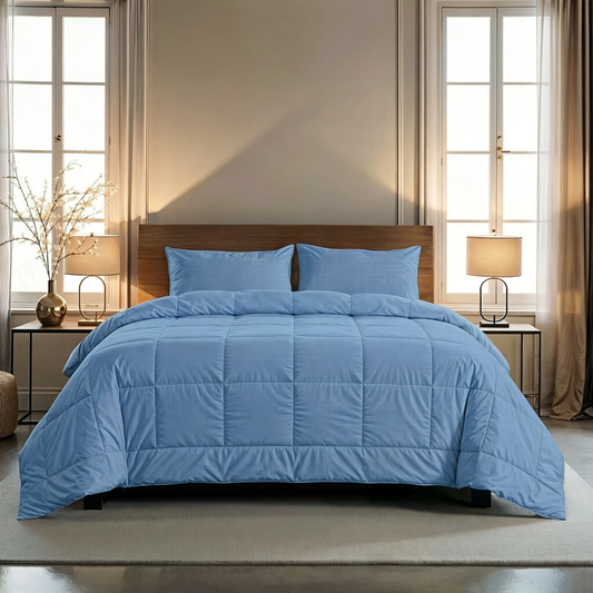 Couette Zelesta Pure Uni 4 Saisons en Coton – Bleu