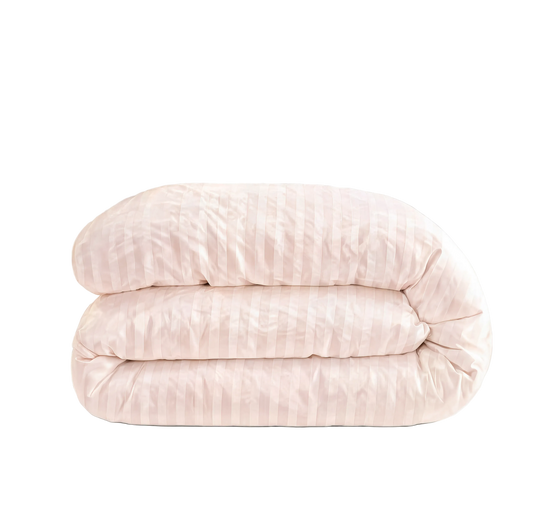 Zelesta Deluxe Hotel Stripe Seamless Satin Cotton Duvet - Pink