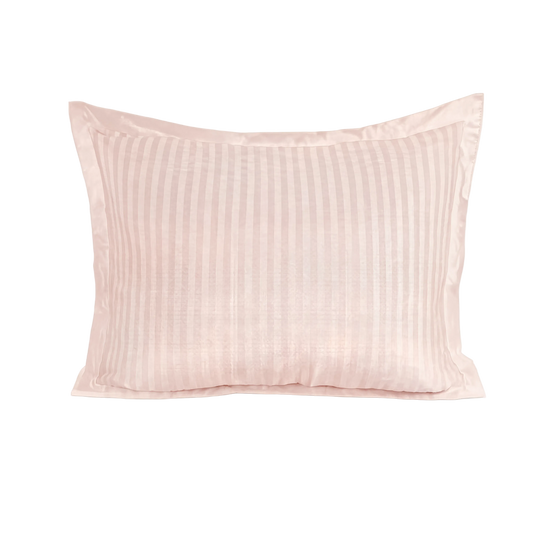 Zelesta Deluxe Hotel Stripe Seamless Satin Cotton Pillowcase Set Of 2 - Pink