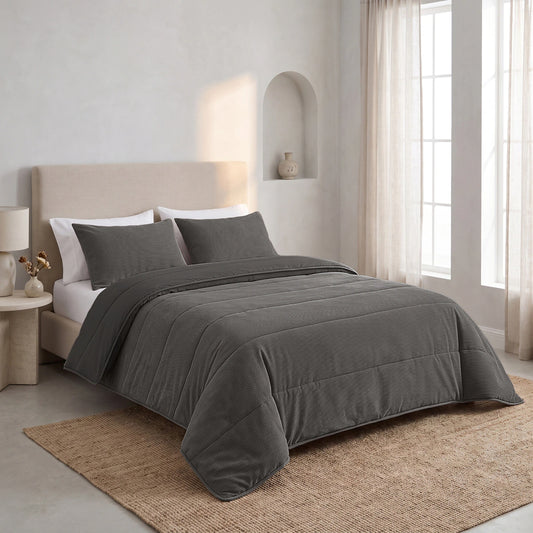 Zelesta Special Corduroy Percale Cotton Duvet - Anthracite