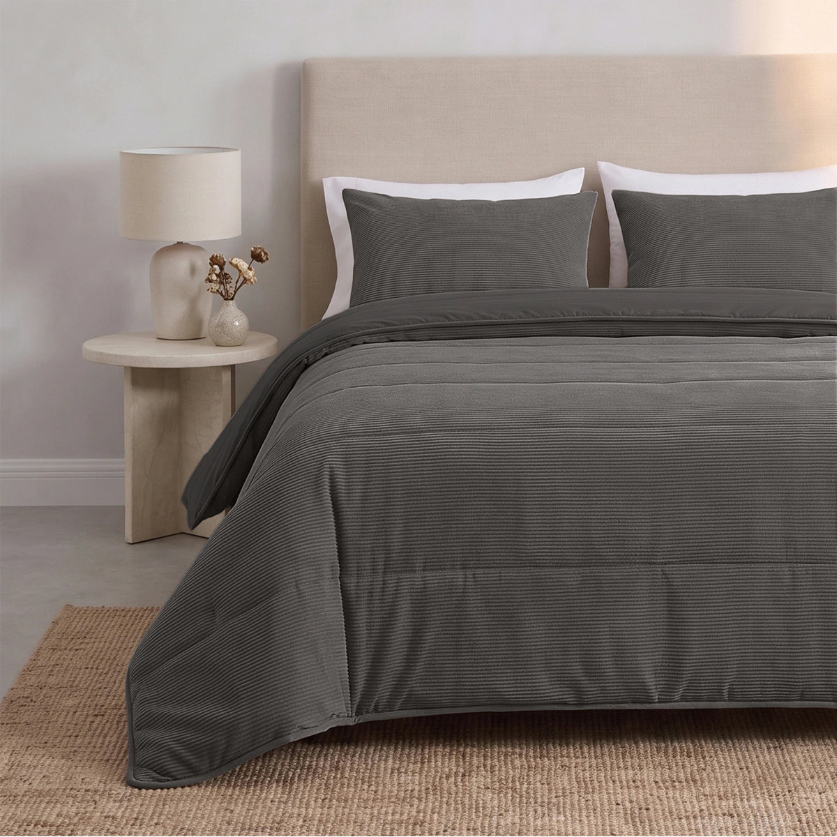Zelesta Special Corduroy Cotton Couette - Anthracite