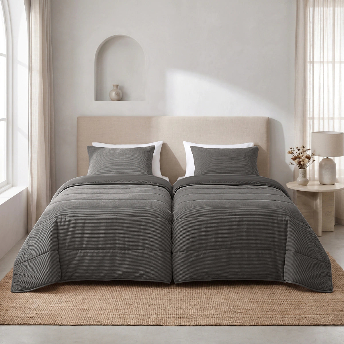 Zelesta Special Corduroy Cotton Couette - Anthracite