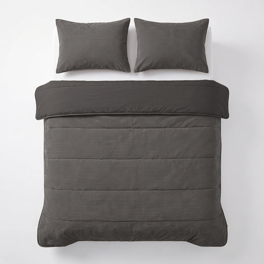 Zelesta Special Corduroy Percale Cotton Pillowcase Set Of 2 - Anthracite