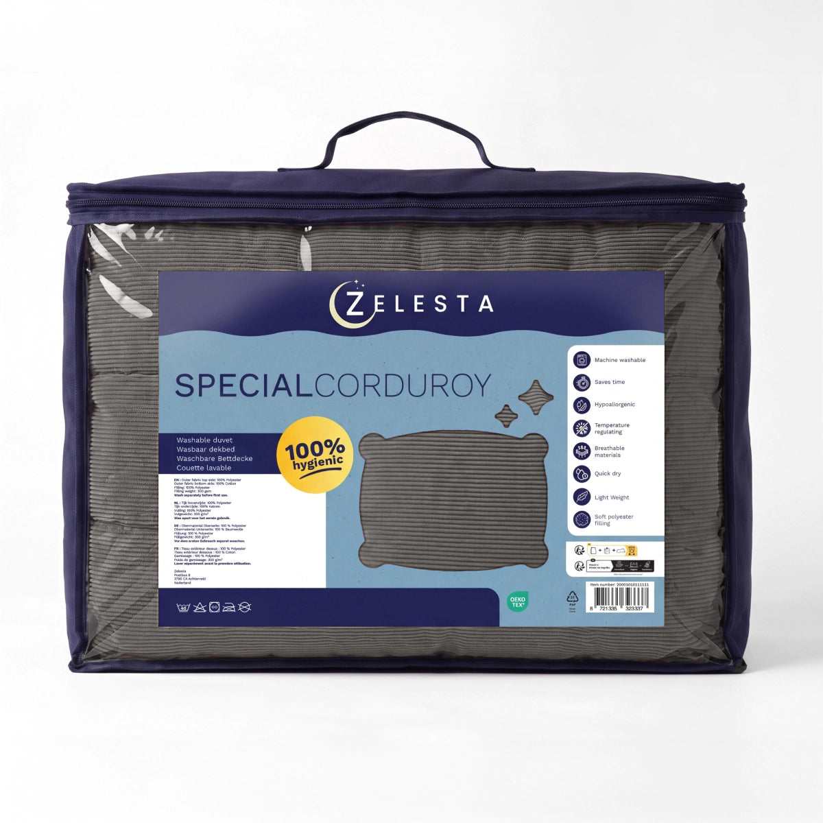 Zelesta Special Corduroy Cotton Couette - Anthracite