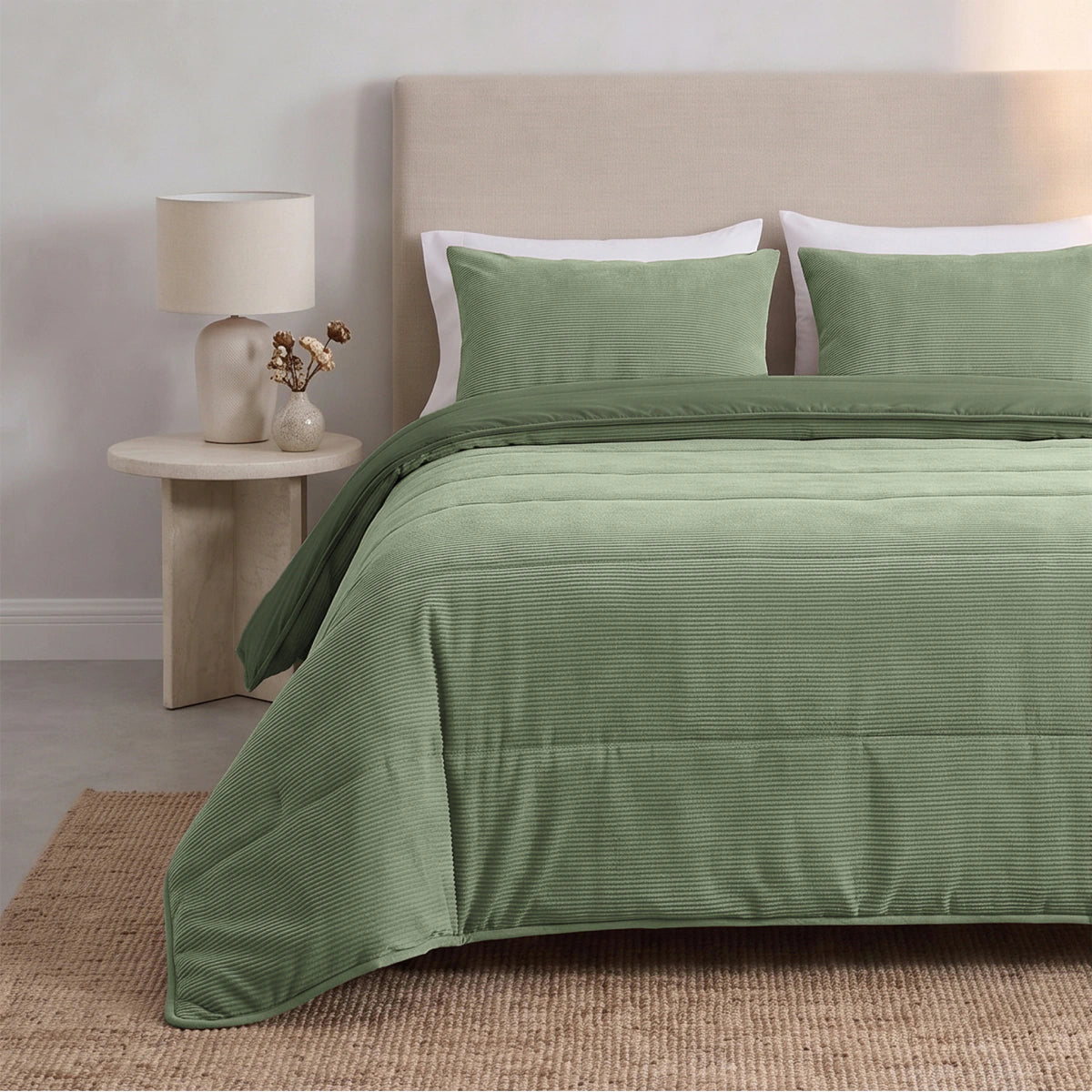 Zelesta Special Corduroy Cotton Couette - Vert forêt