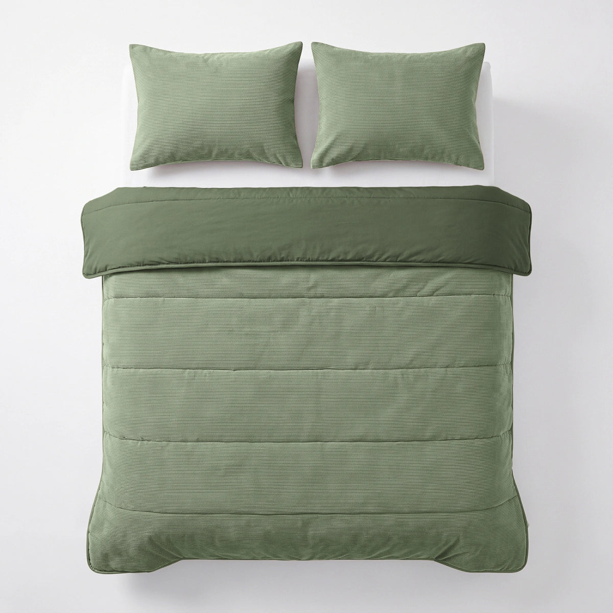 Zelesta Special Corduroy Cotton Taies d'oreiller Lot de 2 - Vert forêt