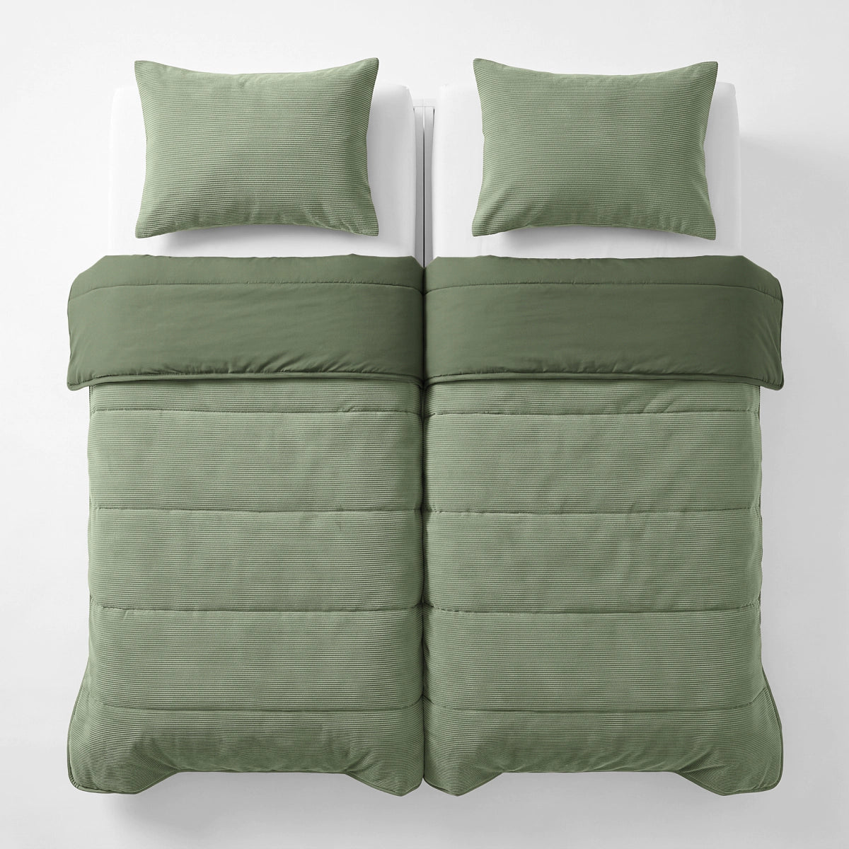 Zelesta Special Corduroy Cotton Taies d'oreiller Lot de 2 - Vert forêt