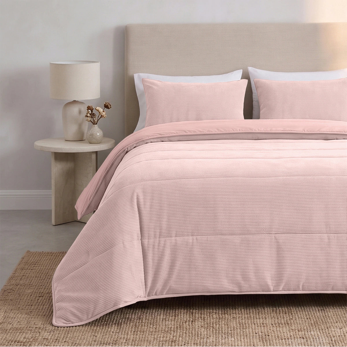 Zelesta Special Corduroy Cotton Couette - Rose poudré