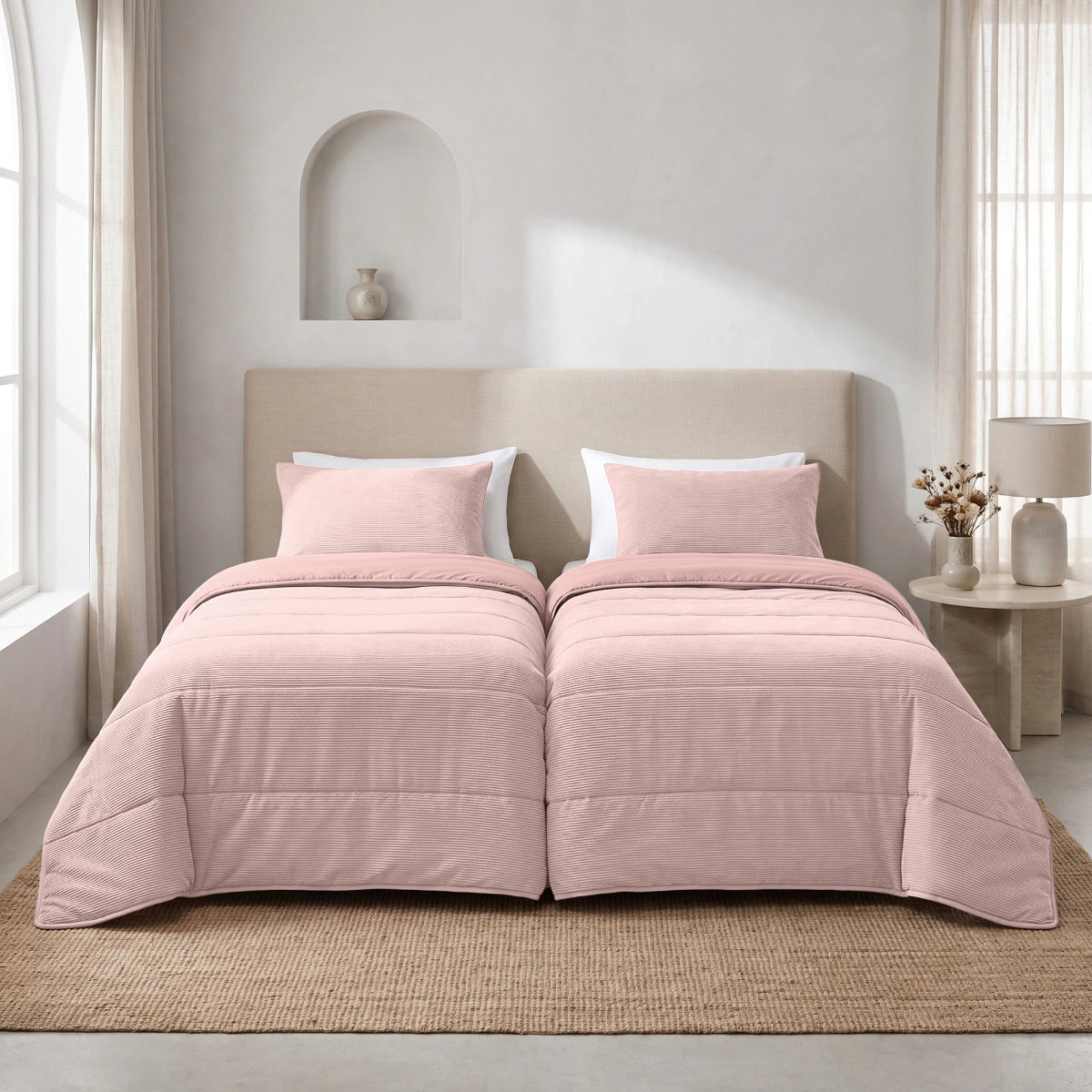 Zelesta Special Corduroy Cotton Couette - Rose poudré