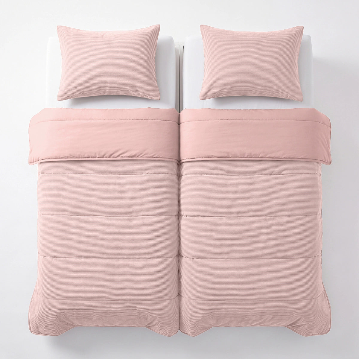 Zelesta Special Corduroy Cotton Taies d'oreiller Lot de 2 - Rose poudré