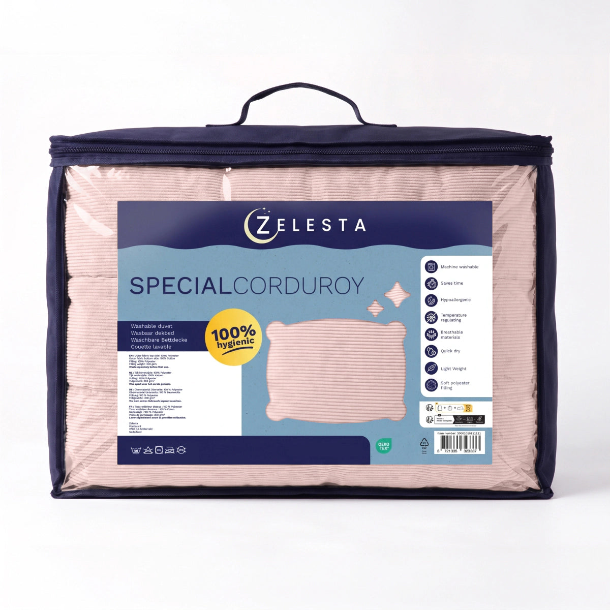 Zelesta Special Corduroy Cotton Couette - Rose poudré
