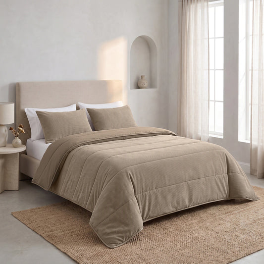 Zelesta Special Corduroy Percale Cotton Duvet - Taupe