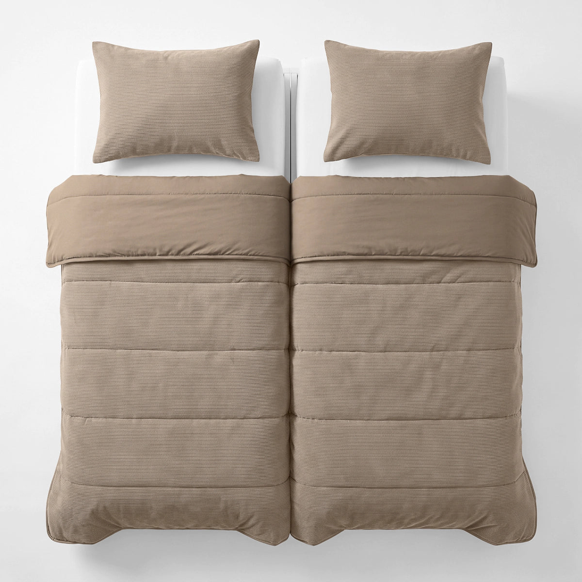 Zelesta Special Corduroy Cotton Taies d'oreiller Lot de 2 - Taupe