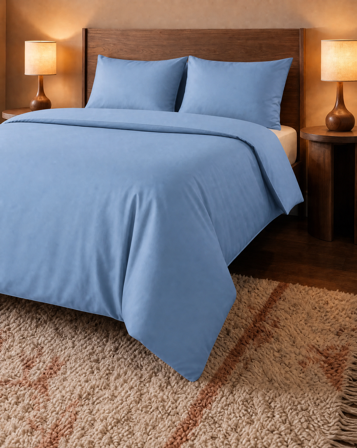 Couette Zelesta Pure Uni Sans Coutures en Coton - Bleu Chambray Doux