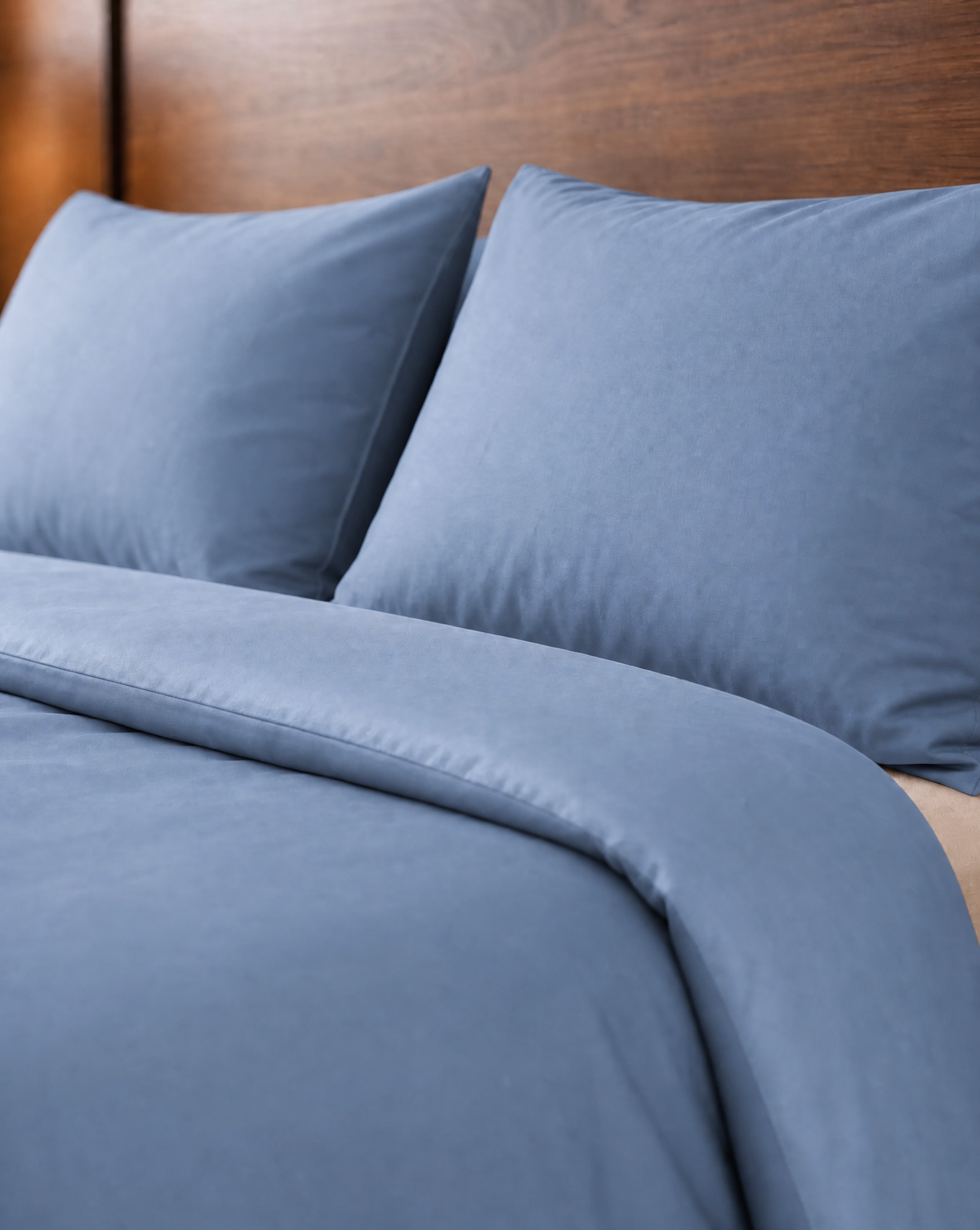 Couette Zelesta Pure Uni Sans Coutures en Coton - Bleu Chambray Doux