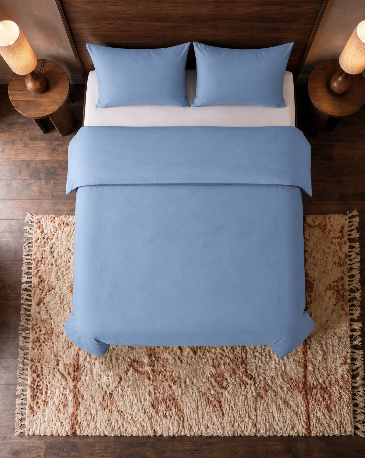 Couette Zelesta Pure Uni Sans Coutures en Coton - Bleu Chambray Doux