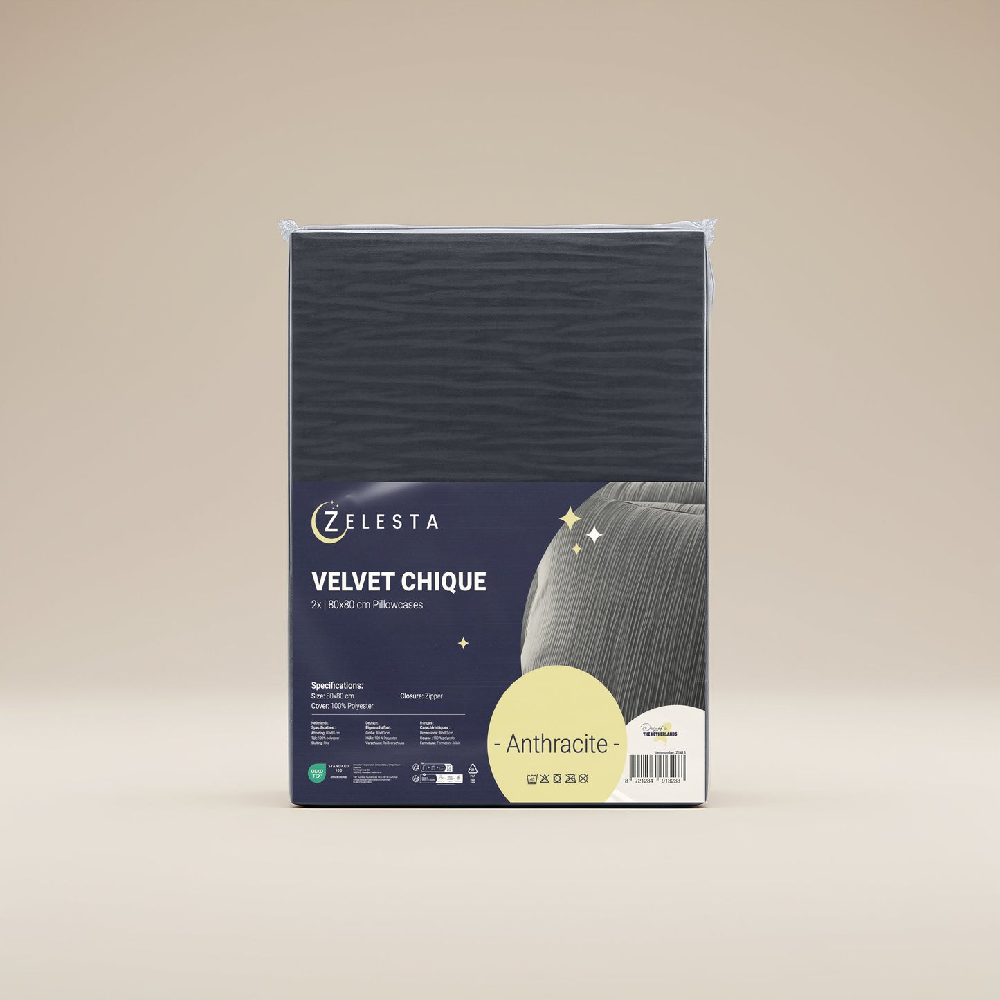 Zelesta Special Velvet Chic Pillowcase Set Of 2 - Anthracite