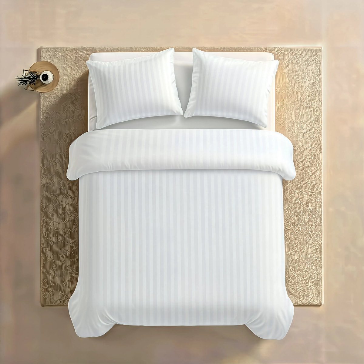 Zelesta Deluxe Hotel Stripe Satin Cotton Duvet - White