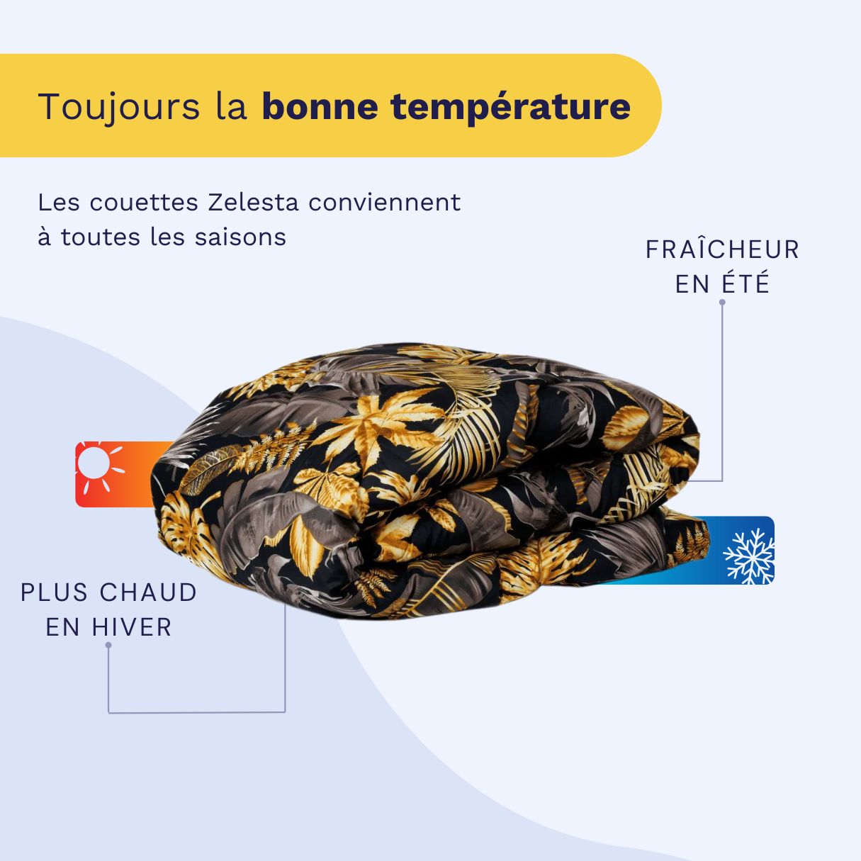 Zelesta Wonderbed 4 Saisons Double - Feuilles dorées