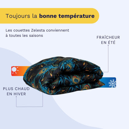 Zelesta Wonderbed 4 Saisons Double - Plumes de Paon