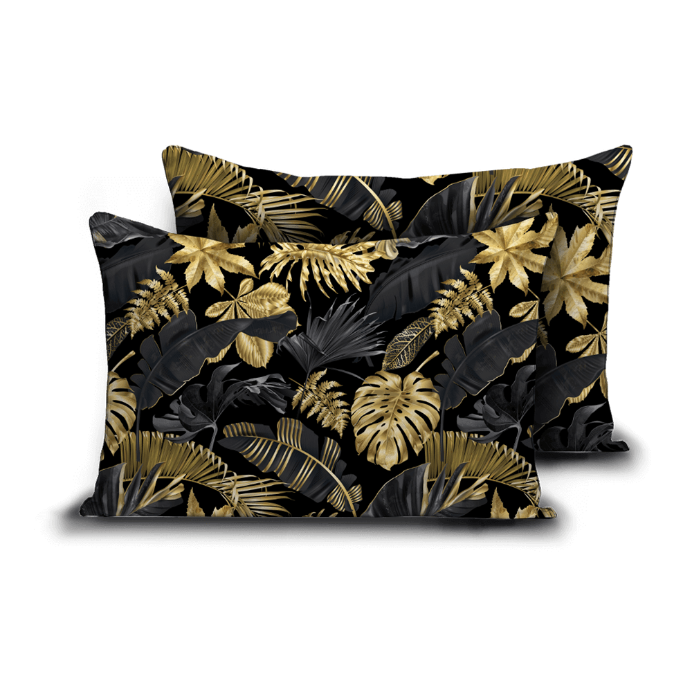 Zelesta Comfort Design Taie d'Oreiller Lot de 2 - Feuilles Dorées