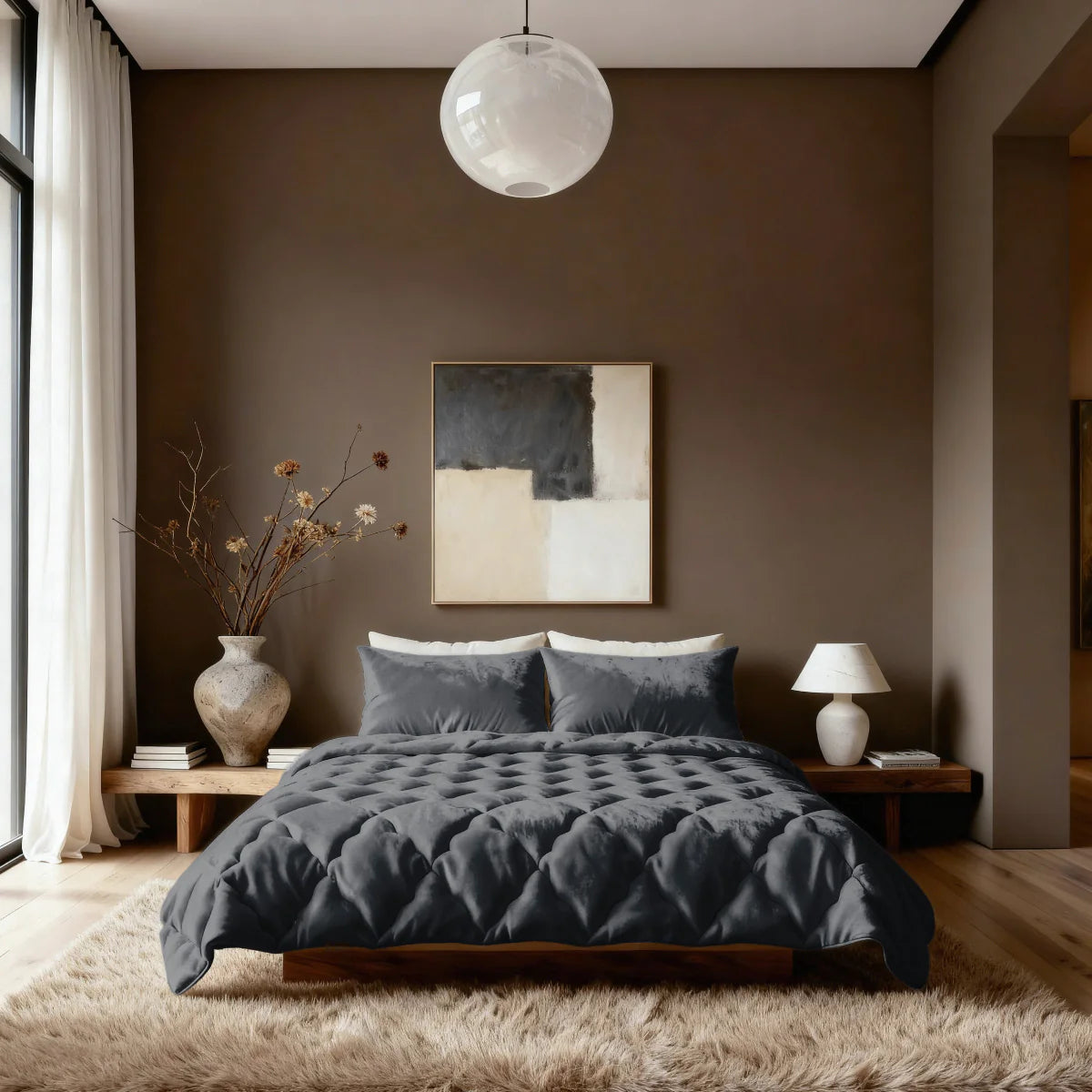Couette uni en flanelle spéciale Zelesta - Noir