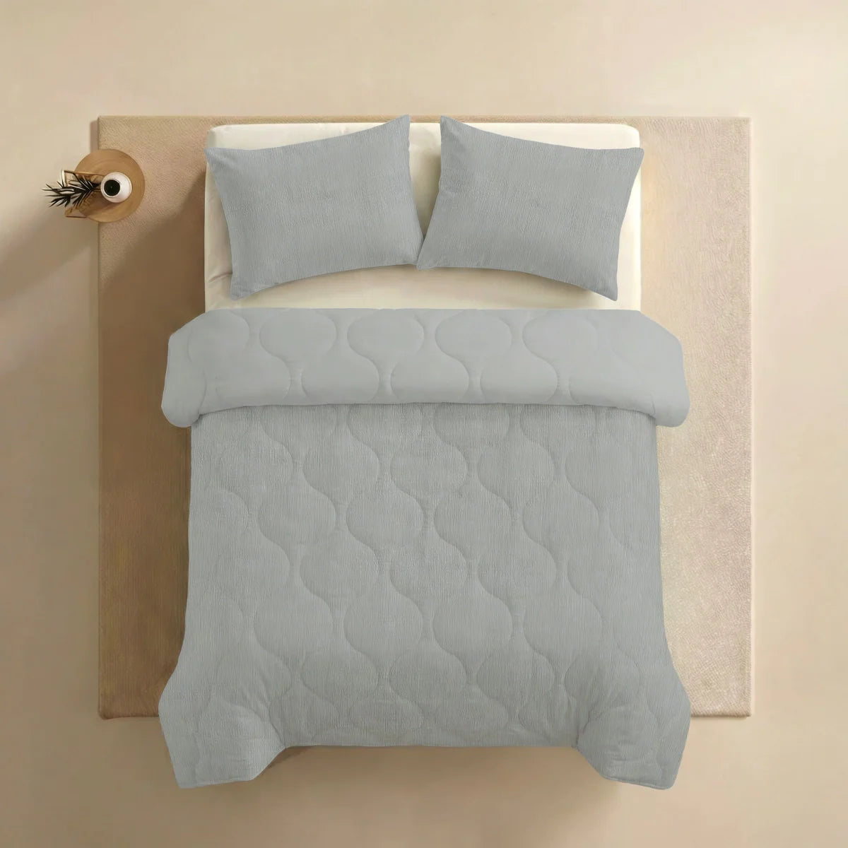 Couette d'été spéciale Zelesta en seersucker - Bleu glace doux