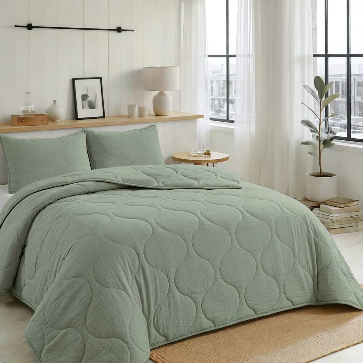 Zelesta Special Seersucker Summer Duvet - Sage Green