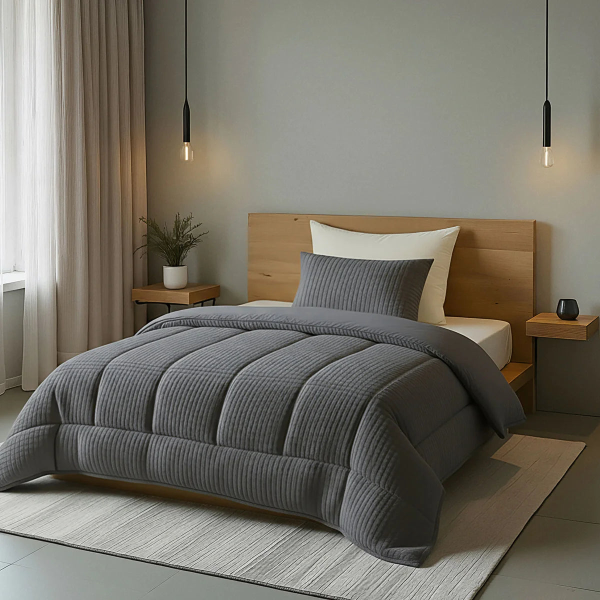 Zelesta Special Teddy Check Duvet - Anthracite
