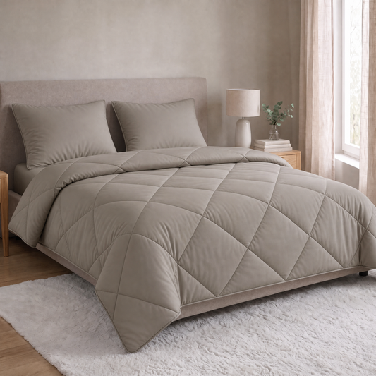 Zelesta Comfort Unie Diamant Taies d'Oreiller - Set de 2 - Beige Sable
