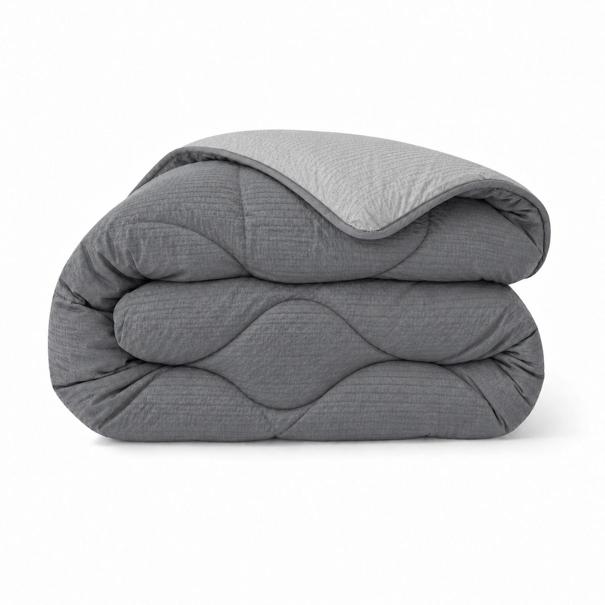 Zelesta Comfort Structure Seersucker Couette - Gris & Gris Clair