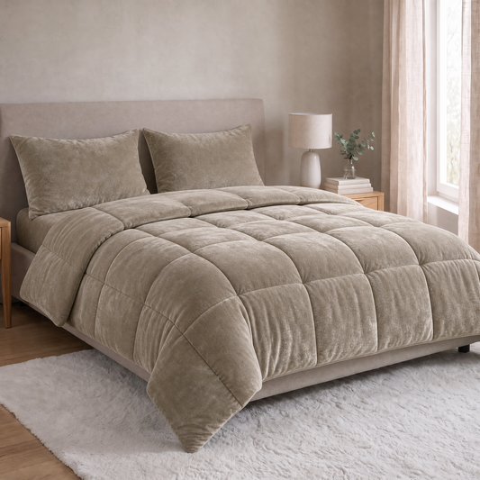 Zelesta Spécial Flanelle Unie Taies d'Oreiller - Set de 2 - Taupe