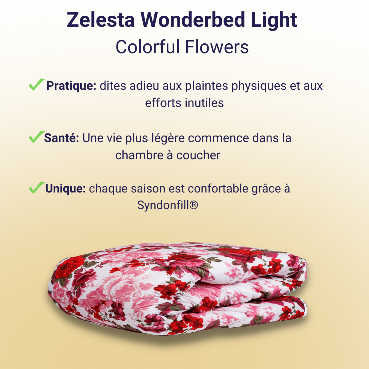 Zelesta Wonderbed Light Pivoines rouges